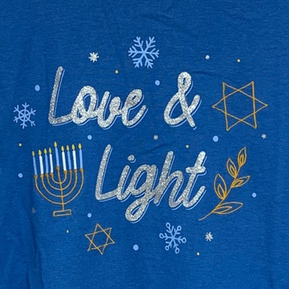 NWT New Holiday Lane Womens XS Love & Light Hanukkah Long Sleeve Tee Shirt - Picture 2 of 5